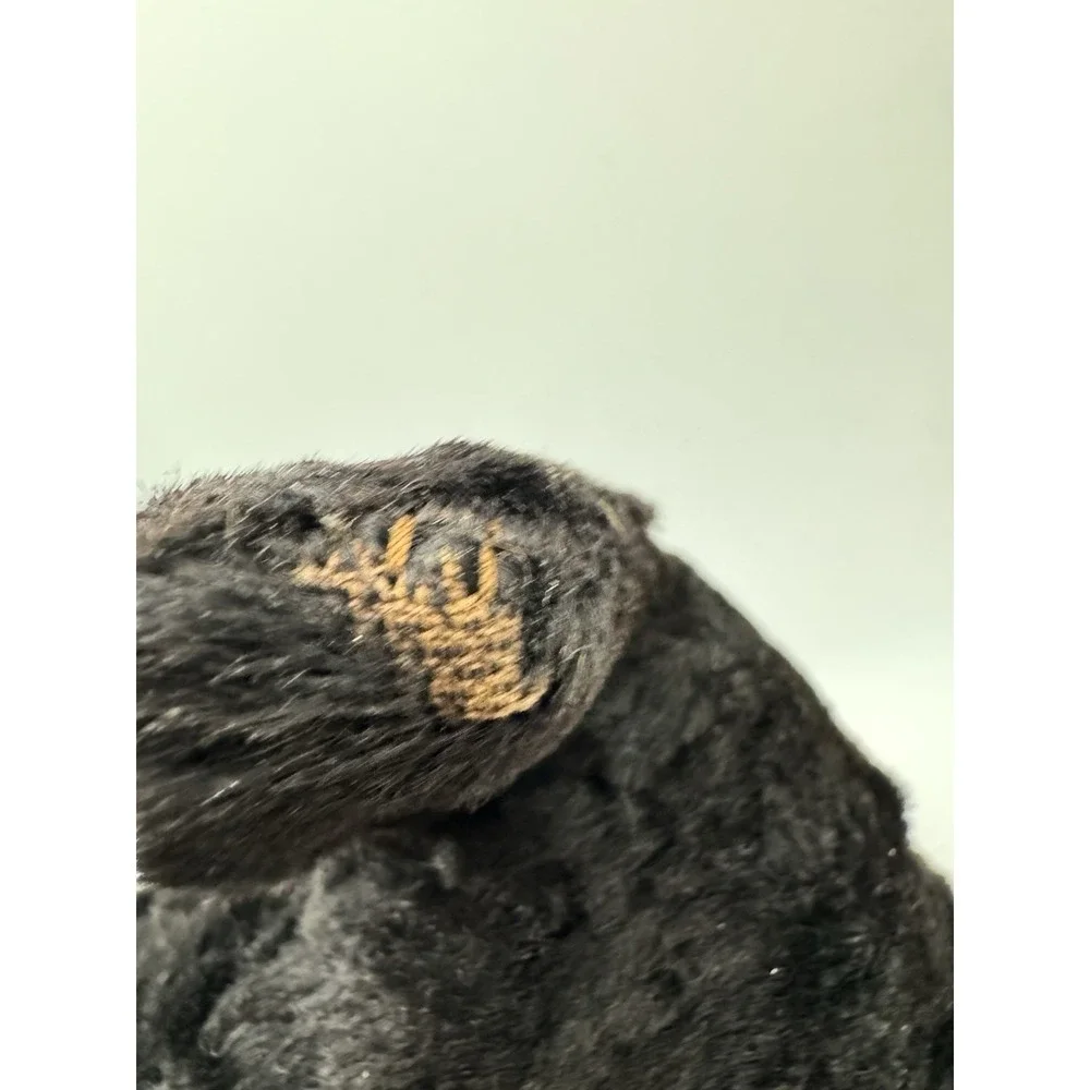 Antique Mohair Scottish Terrier Plush Black Scottie Dog Glass Eyes Vintage 10in